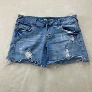 Wet Seal Shorts Womens Size 9 Blue Denim Distressed Cut Off Stretch Jean‎ Shorts